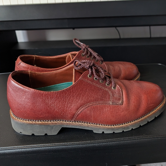 H.S. Trask Bison Leather Oxford Shoes Lug Sole USA Made Men’s 11 N - Picture 6 of 14